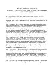 ra 7687|RA 7687: Science and Technology Scholarship Act of 1994.